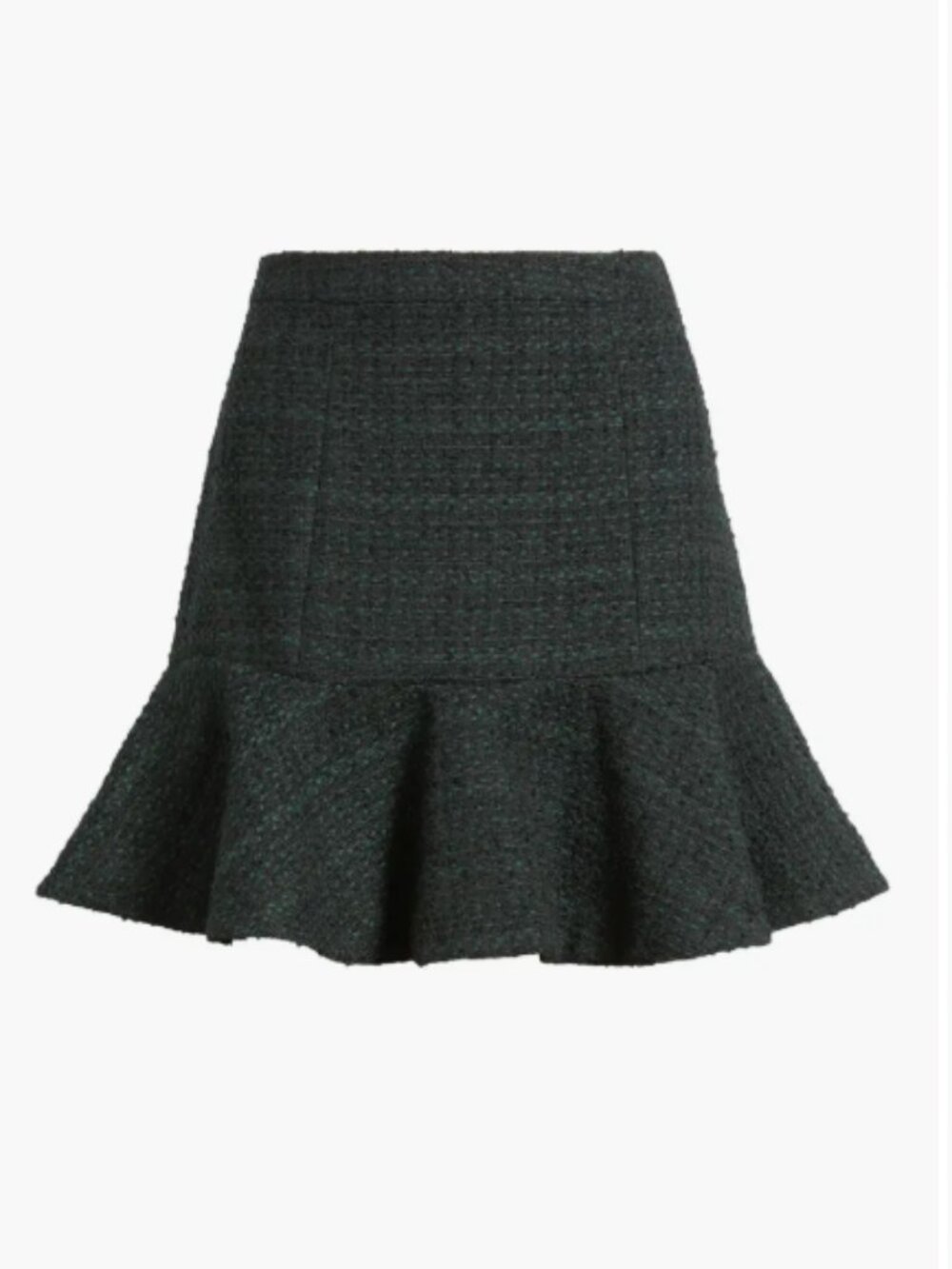 Treasure & Bond Flounce Tweed Miniskirt – Green/Black – Size Large – Ruffled Hem